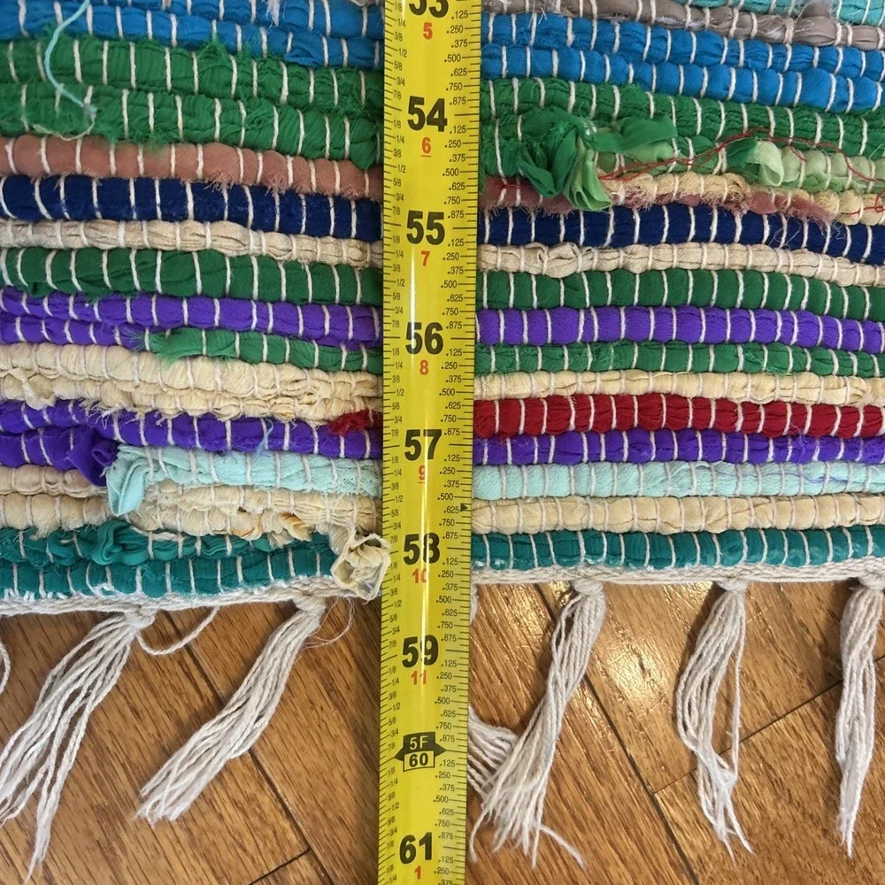 Vintage Rag Rug Handwoven Boho Farmhouse Cottage Chic Accent 58